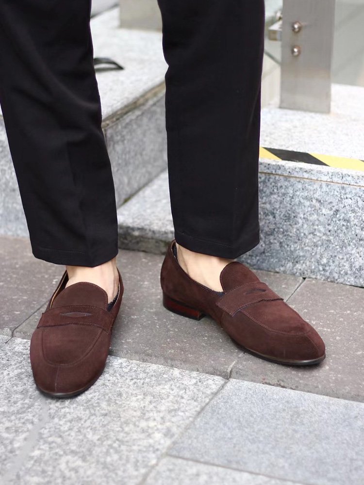 Brown Premium Suede Classic Penny Loafers for Men - Image 2