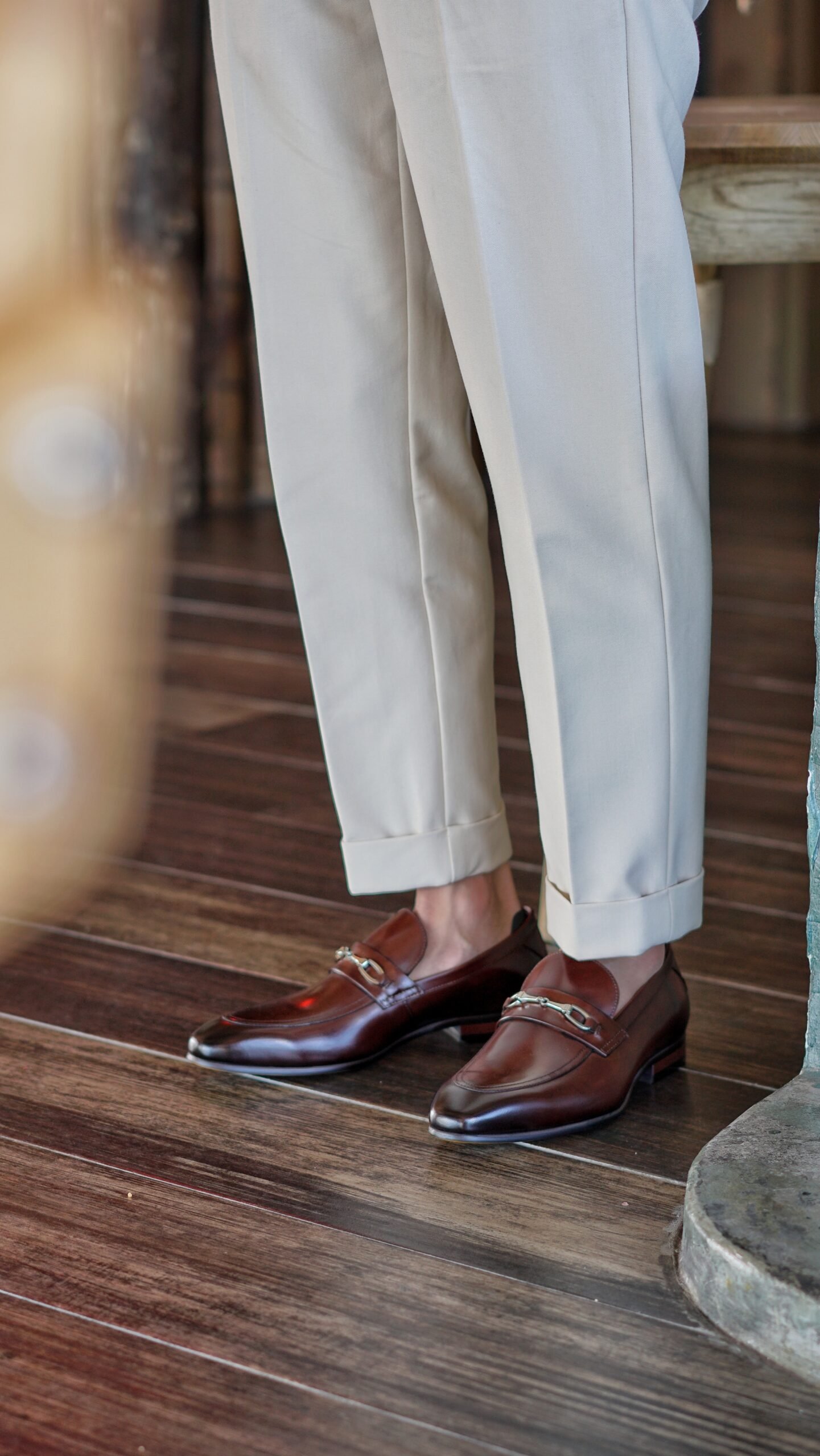 Brown Polished Leather Italian Horsebit Loafers for Men - Image 4