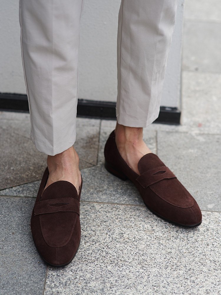 Brown Premium Suede Classic Penny Loafers for Men - Image 4