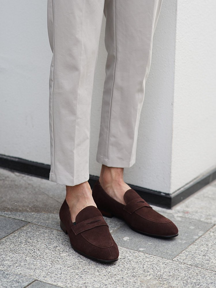 Brown Premium Suede Classic Penny Loafers for Men - Image 6