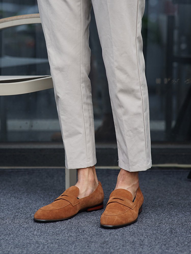 Camel Soft Suede Lightweight Penny Loafers for Men - Image 5