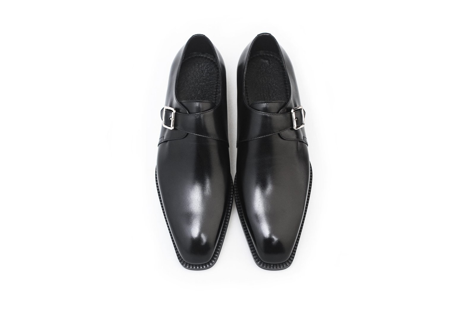 Tan Polished Leather Single Monk Strap Dress Shoes for Men - Image 2