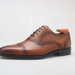 Black Glossy Patent Leather Formal Brogue Oxford Shoes for Men