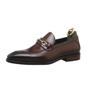 Brown Polished Leather Italian Horsebit Loafers for Men
