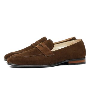 Brown Premium Suede Classic Penny Loafers for Men