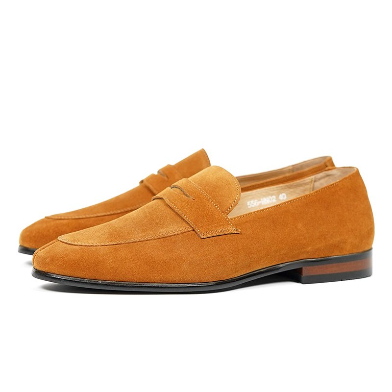 Camel Soft Suede Lightweight Penny Loafers for Men