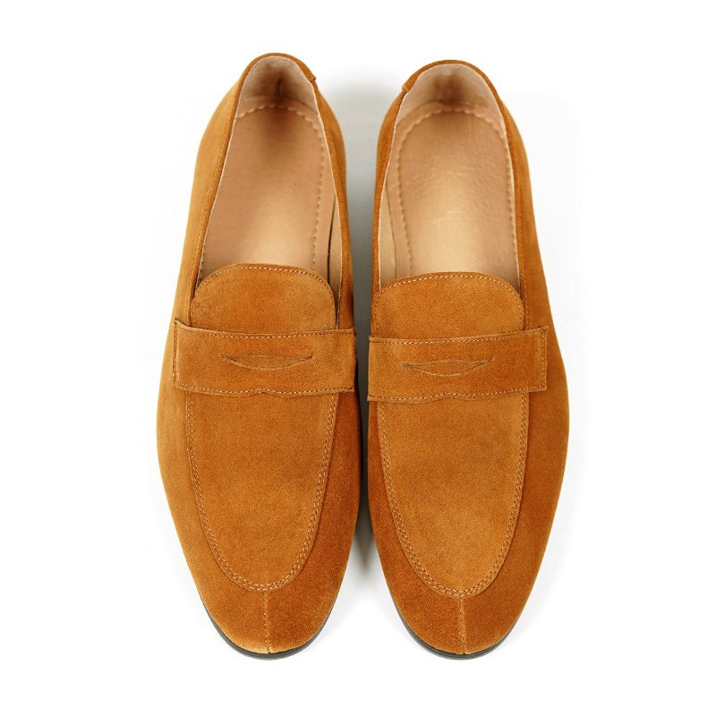 Camel Soft Suede Lightweight Penny Loafers for Men - Image 3
